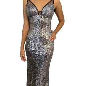 Faviana Silver Sequin Mermaid Fit Silver Sequin Gown Size 10 $300